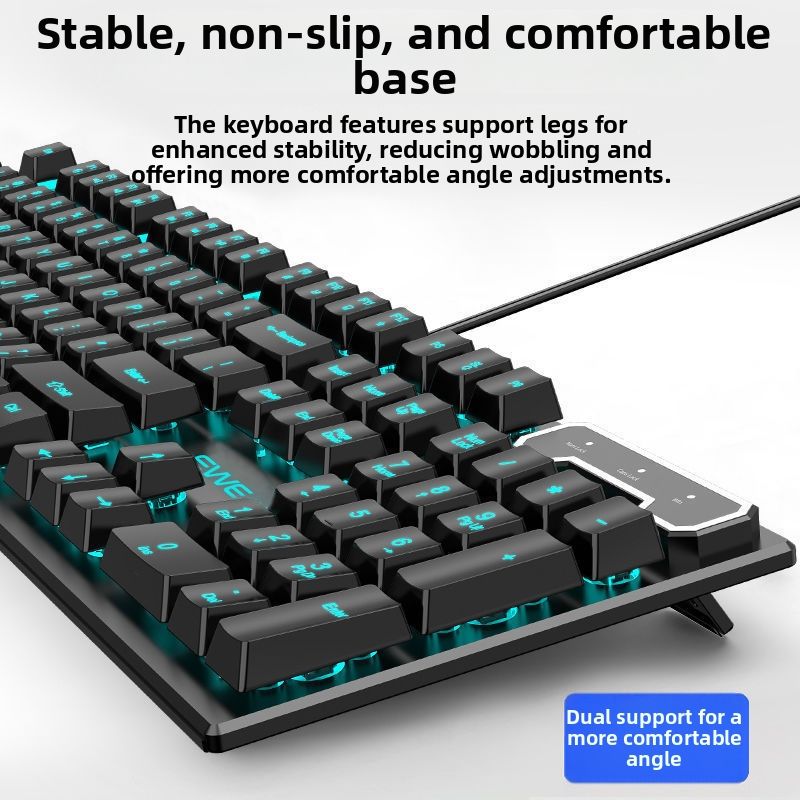 Gaming Wired Mechanical Keyboard and Mouse Set RGB Backlighting 1600 DPI Durable ABS Keycaps 104 Keys Ergonomic Design