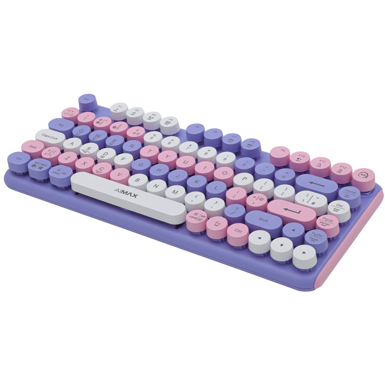 Compact 81-Key LED-Backlit Mini Purple Mechanical Keyboard USB Wireless Blue Switch