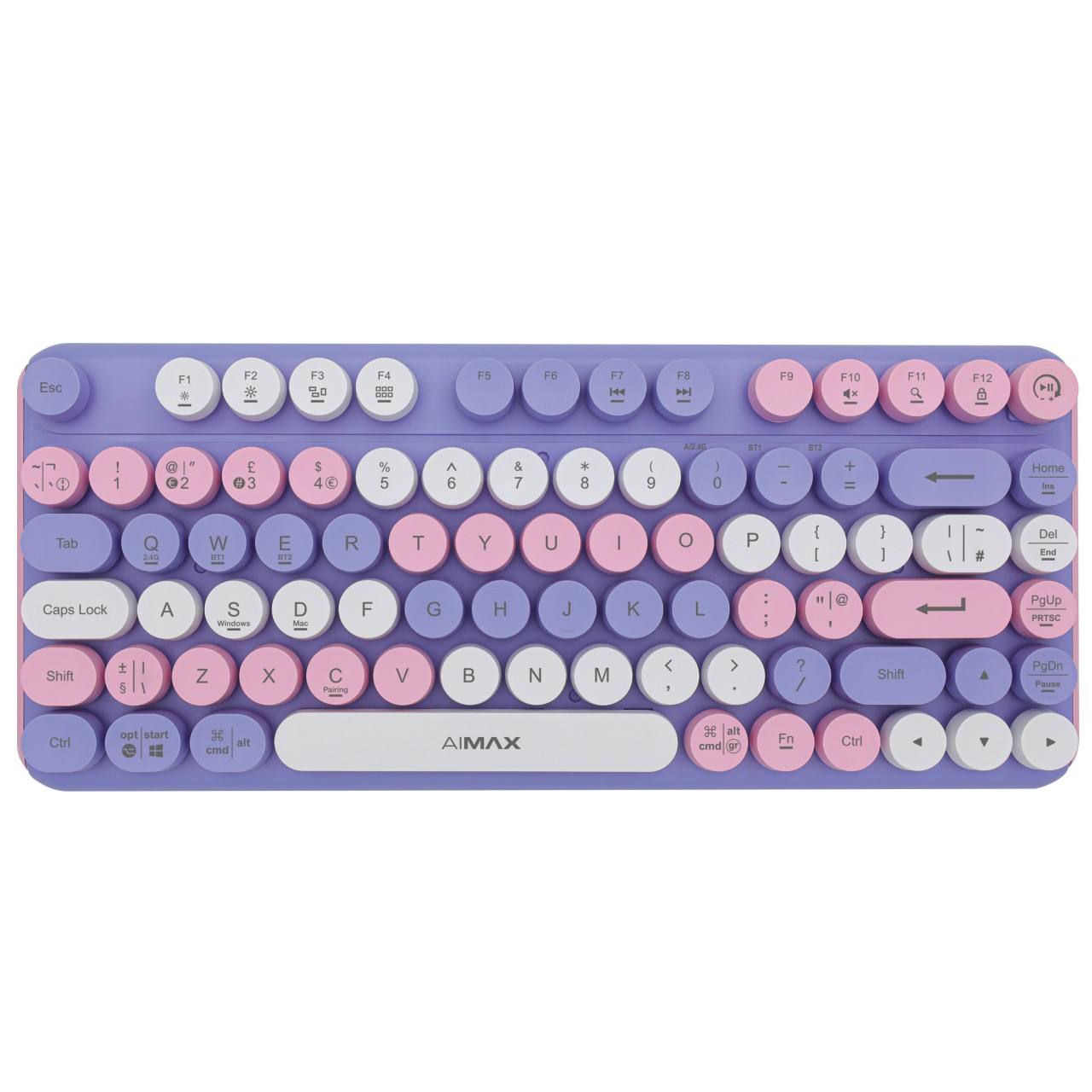 Compact 81-Key LED-Backlit Mini Purple Mechanical Keyboard USB Wireless Blue Switch