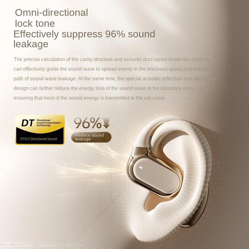 2026 High-Quality Open-Ear Headphones with LED Battery Indicator JL Chipset, Off-White Color Non-In-Ear Sports Bluetooth Headphones